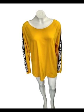 PINK Victoria's Secret Yellow Long-Sleeve Crewneck Top